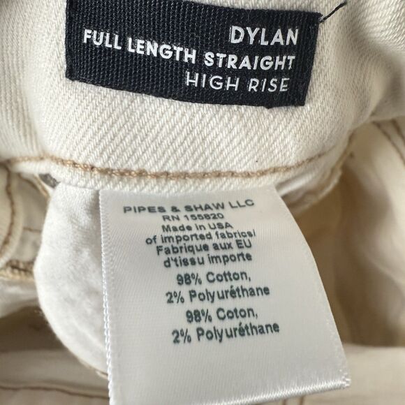 Veronica Beard Womens Dylan Pintuck High Rise Full Length Straight Jeans Ecru 26 - Picture 9 of 11